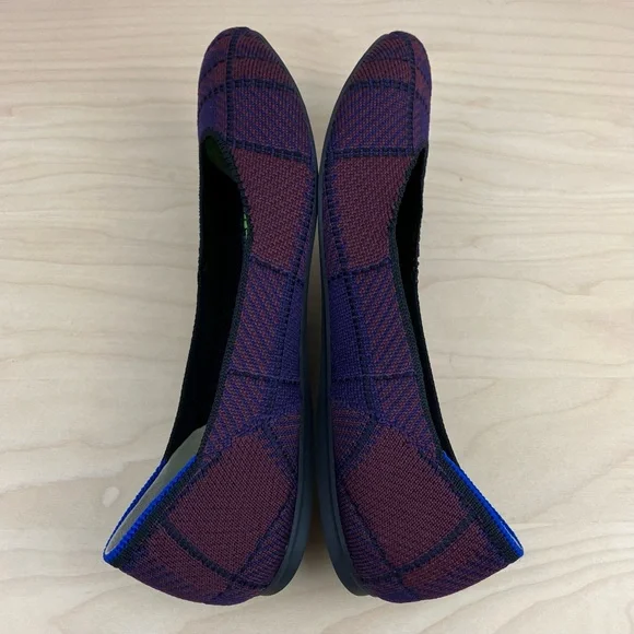 Rothys Women’s Size 8.0 The Square Toe Ballet Flat Cranberry Plaid Slip On Shoes - Picture 6 of 11